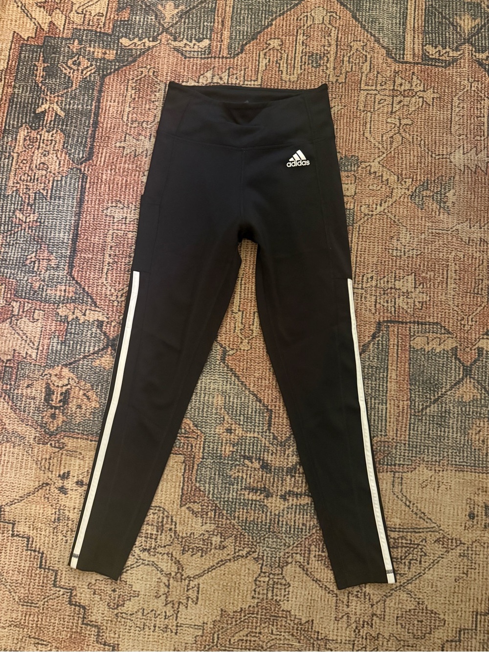 adidas Black Leggings with White Side Stripes